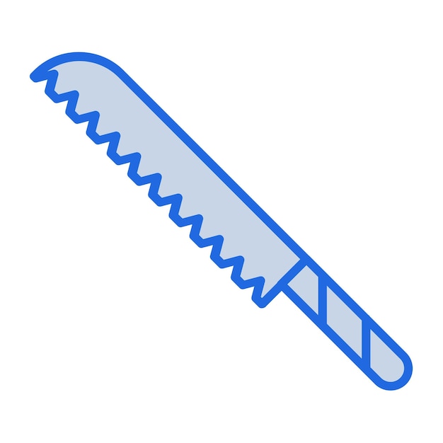 Bread Knife Blue Tone Illustration