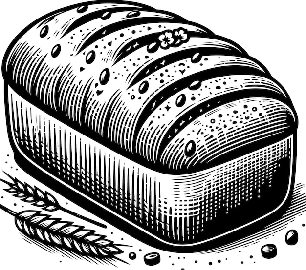 Bread loaf black outline vector illustration