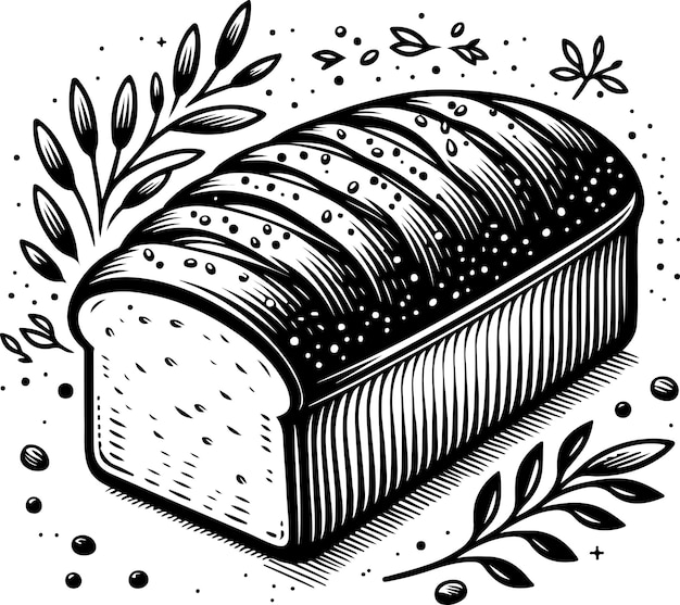 Vector bread loaf black outline vector illustration