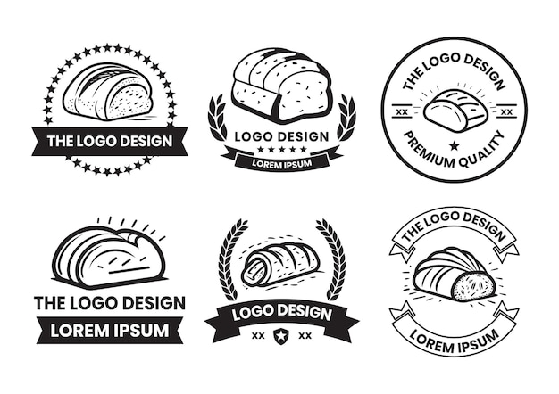 Bread loaf logo in flat line art style