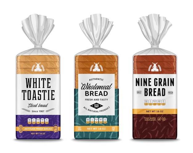 Bread packaging and vertical label design