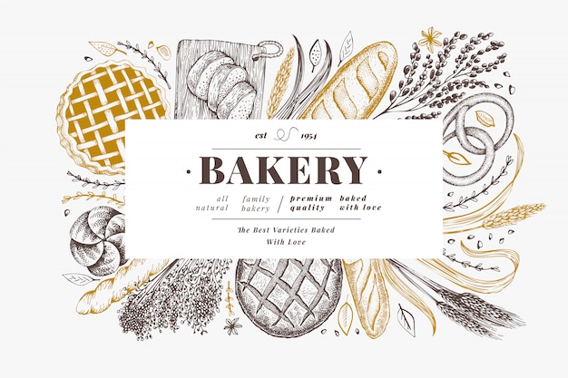 Vector bread and pastry template
