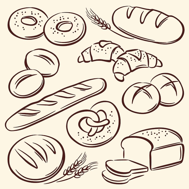 Bread pencil drawing illustration digital art abstract shapes elements patterns icons design illustr