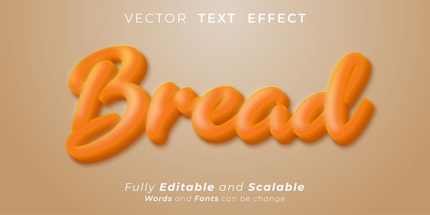 Vector bread text effect editable three dimension text style