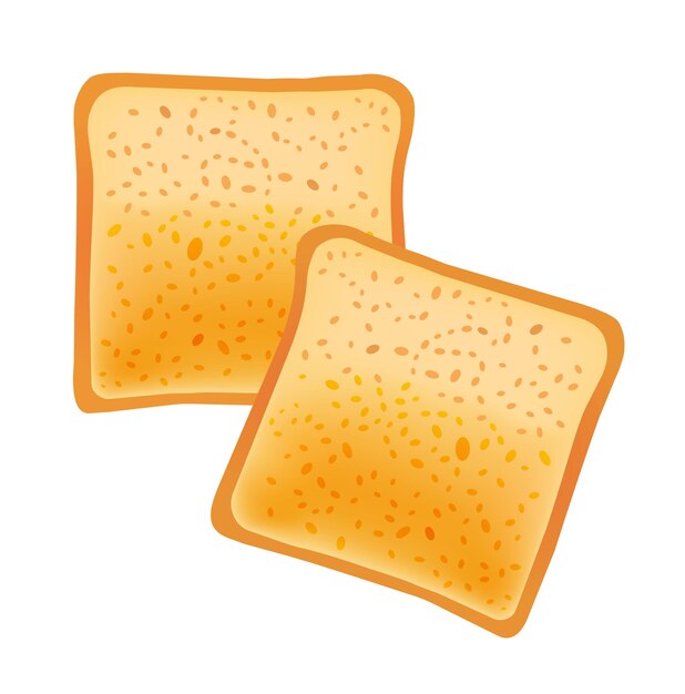 Vettore pane toast fette illustrazione vettoriale cibo colazione sfondo isolato