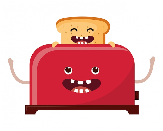 Vector bread toaster cartoon