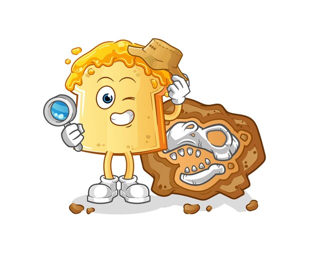 Bread with honey archaeologists with fossils mascot. cartoon vector