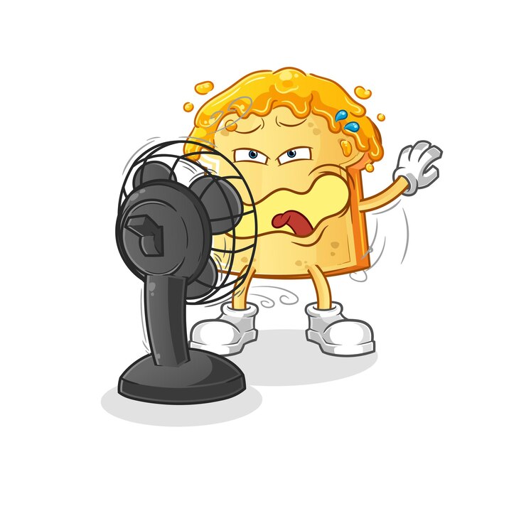 Vector bread with honey in front of the fan character cartoon mascot vector
