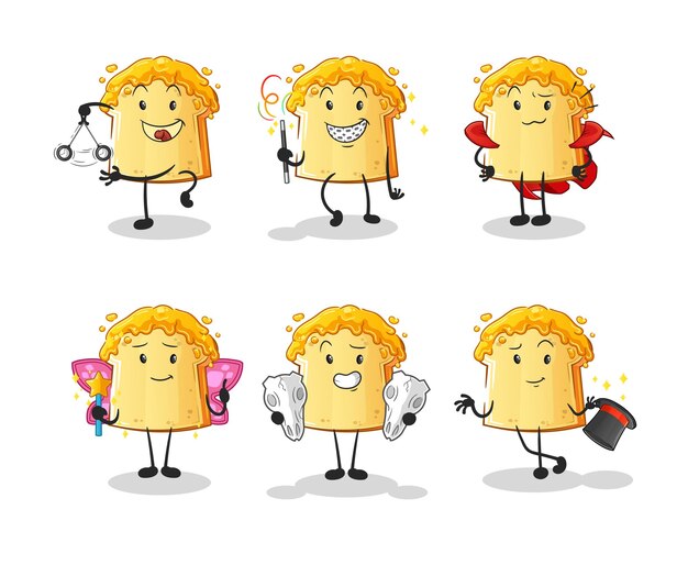 Vector bread with honey magic group character cartoon mascot vector