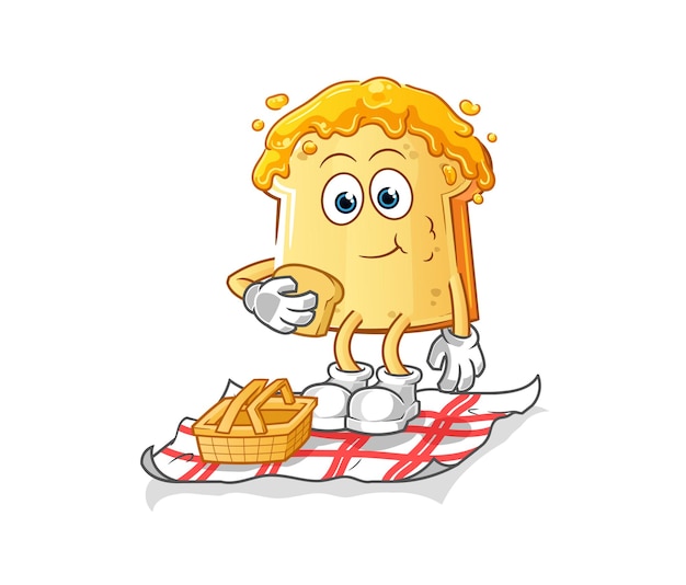 bread with honey on a picnic cartoon. cartoon mascot vector