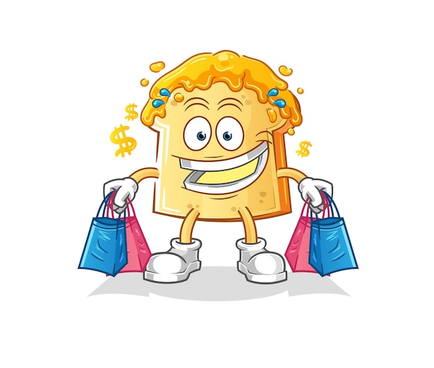 Bread with honey shoping mascot cartoon vector