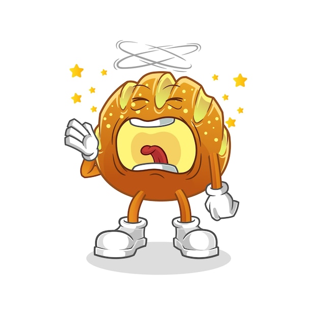 The bread yawn character. cartoon mascot