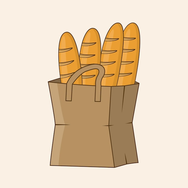 Vector breads in bag vector illustration