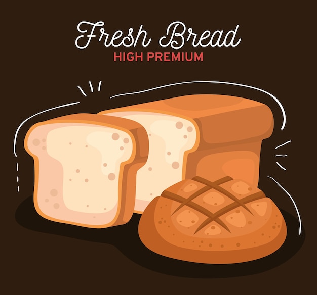 Breads of bakery isolated style  , food shop breakfast theme  illustration