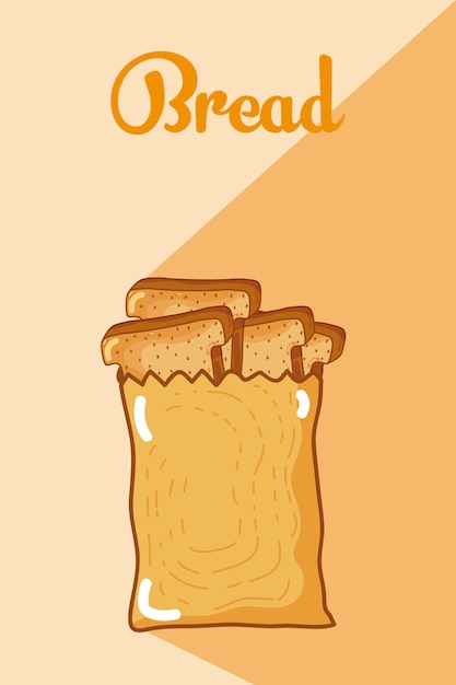 Vector breads inside bag over colorful background