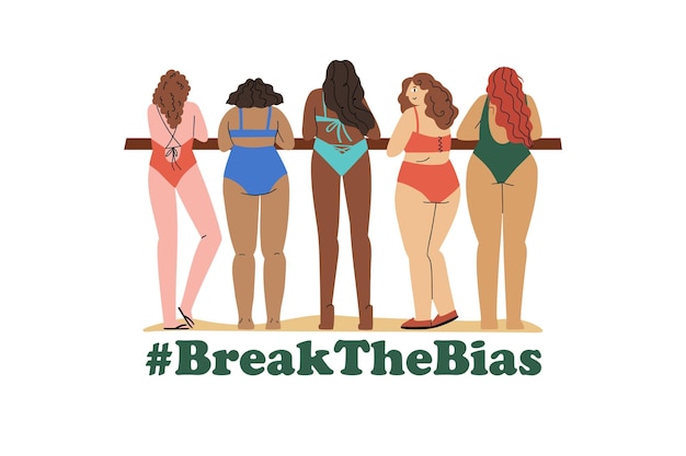 Break the biashorizontal poster with a group of women of different ethnic groups