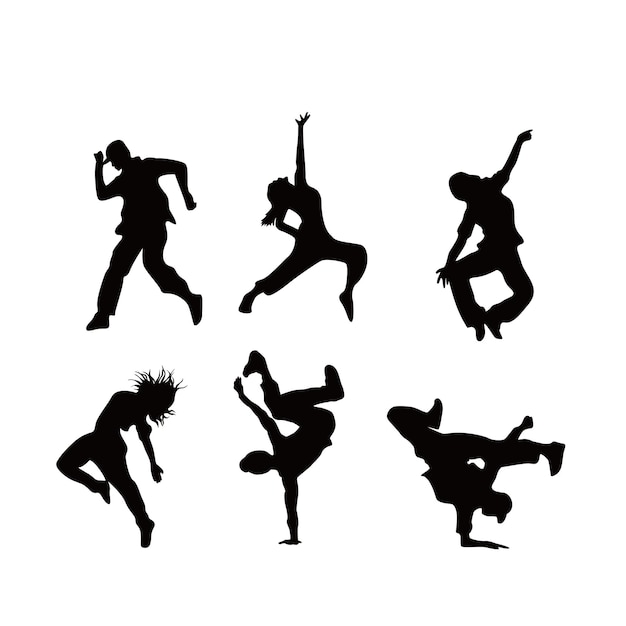 Vector break dance silhouette design street dancer sign and symbol