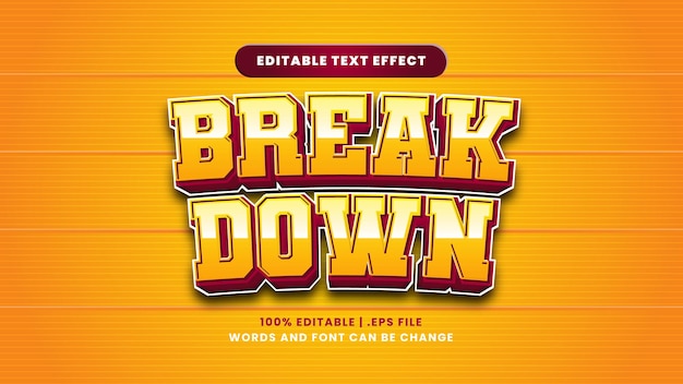 Break down editable text effect in modern 3d style