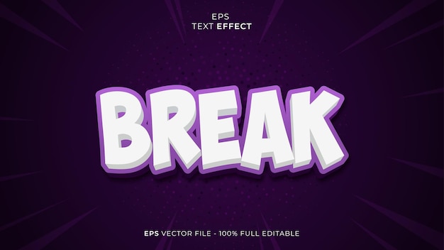 Break editable text effect font