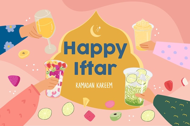 휴식 금식, Iftar 개념 벡터 일러스트 레이 션