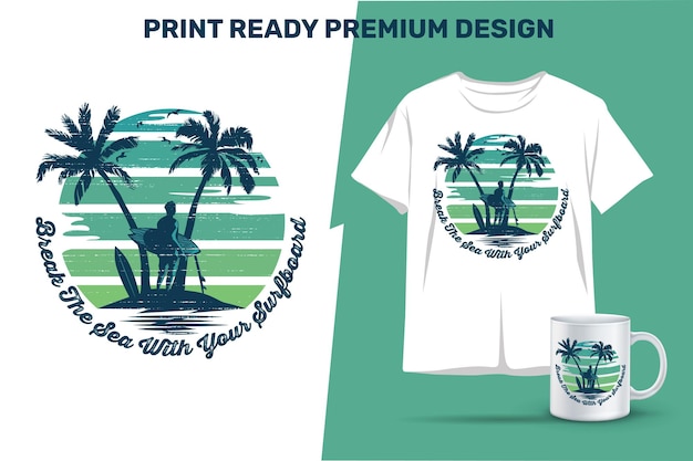 Break the sea with your surfboard print ready sublimation design for shirts mugs vinyl decor