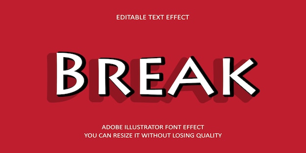 Break vector bewerkbaar teksteffect lettertype