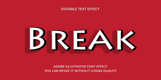 Break Vector Editable Text Effect Font