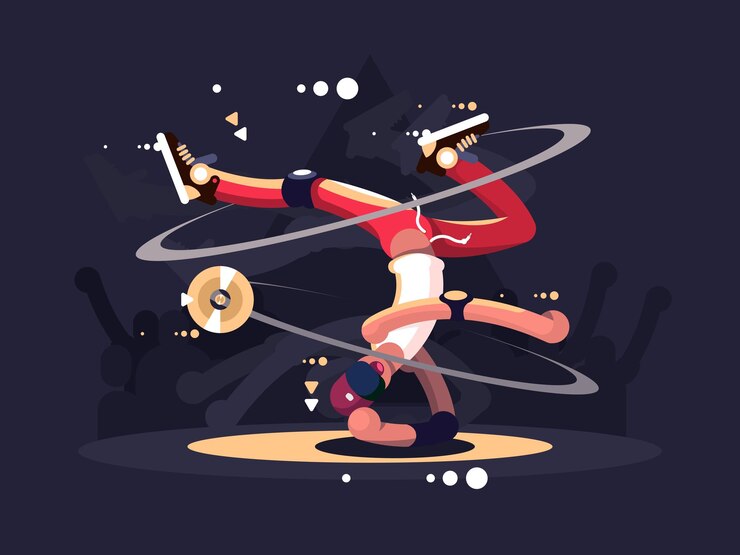 Vector breakdancer dancing on stage