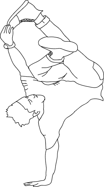 Breakdance man line art