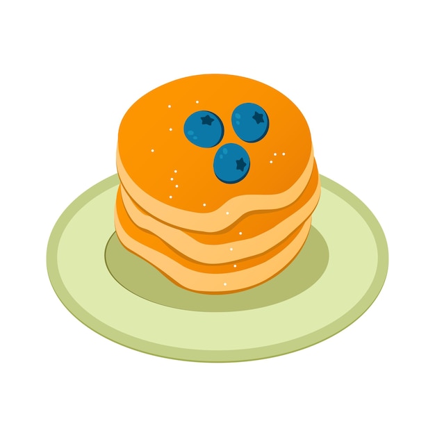 Vector breakfast concept delicious pancakes with berries on a porcelain plate