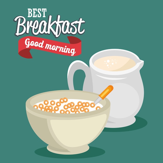 Breakfast concept with food and drinks