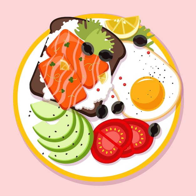 Vector breakfast in different colors illustration