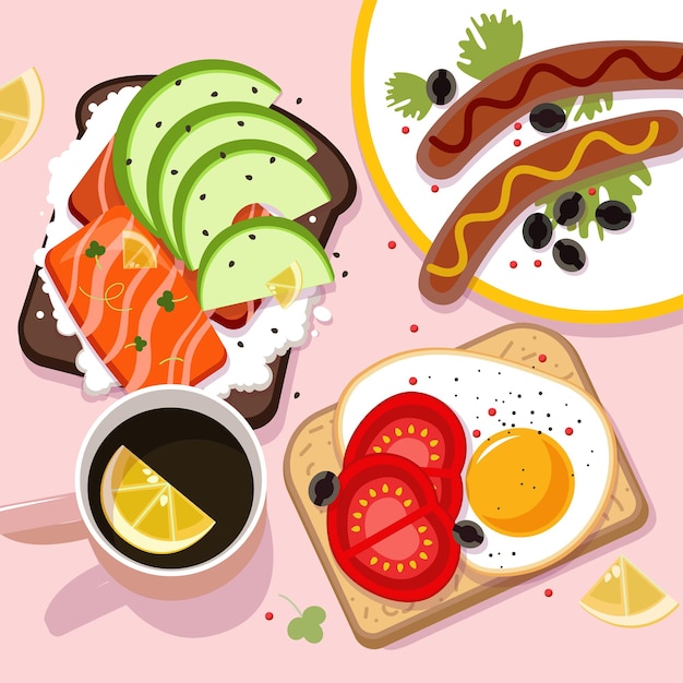 Colazione in diversi colori illustrazione