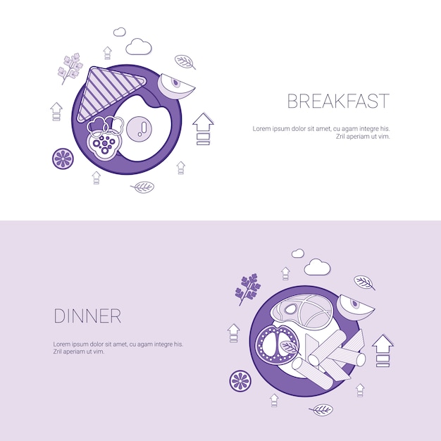 Breakfast And Dinner Meal Concept Template Banner