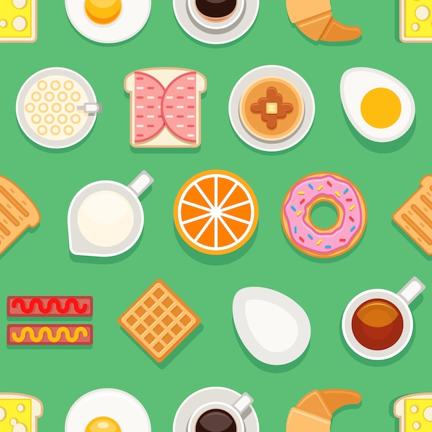 Breakfast flat style seamless texture