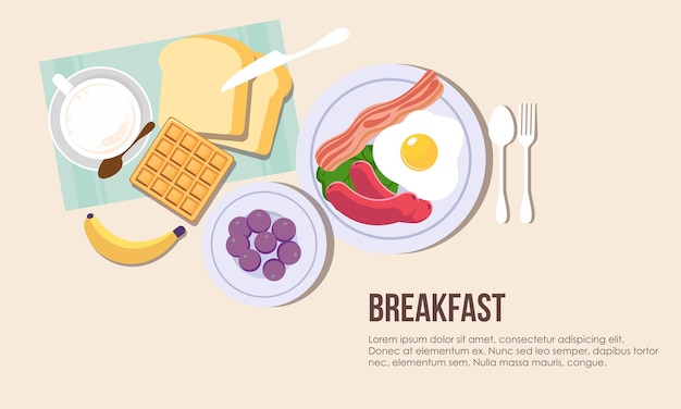 Vector breakfast food delicious pancakes background