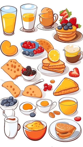Vettore colazione cibo disegno cartone animato opera d'arte vettoriale