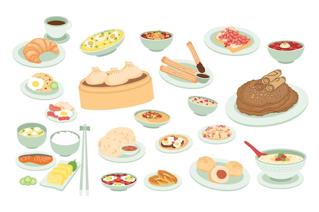 Breakfast Food Hand Drawn Cute Illustration Set