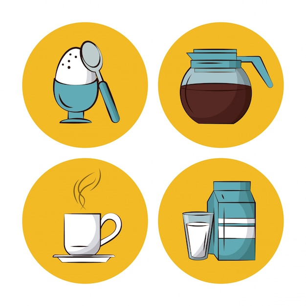 Vector breakfast food icons