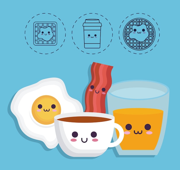 Breakfast food related icons