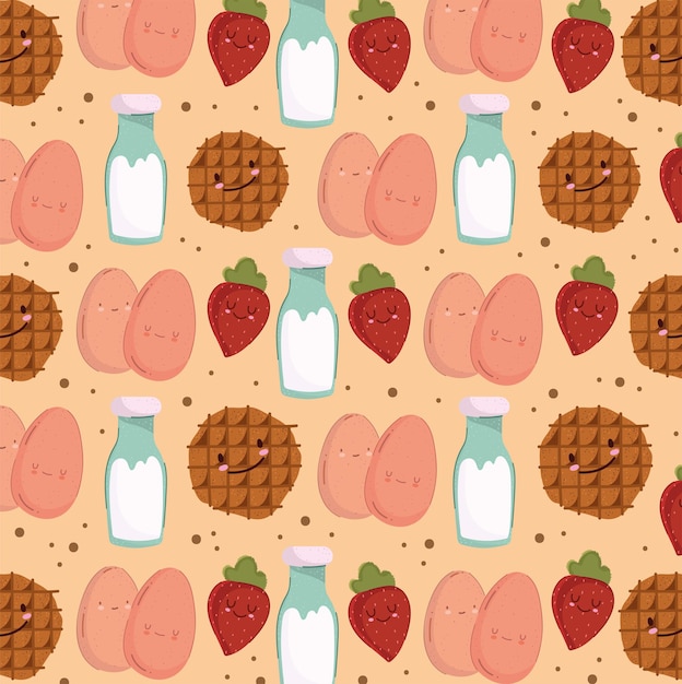 Breakfast food seamless pattern