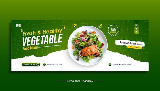 Breakfast healthy vegetable social media facebook cover design template