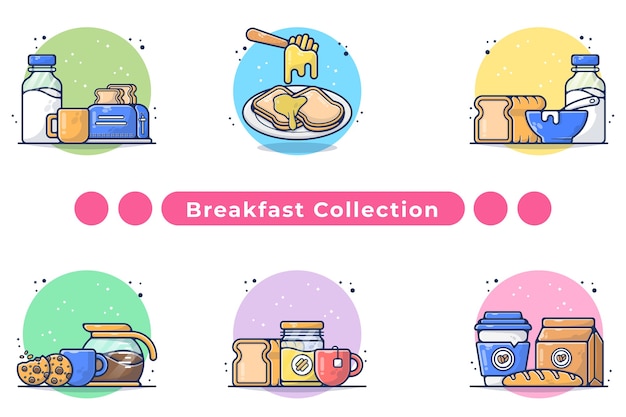 Breakfast menu in morning illustration in hand drawn