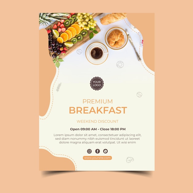 Vector breakfast menu poster design