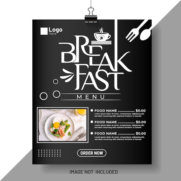 Vector breakfast menu with typography poster design