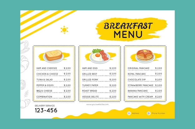 Vector breakfast menut template