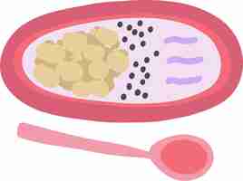 Vettore porridge per la colazione con semi di chia a disegno piatto