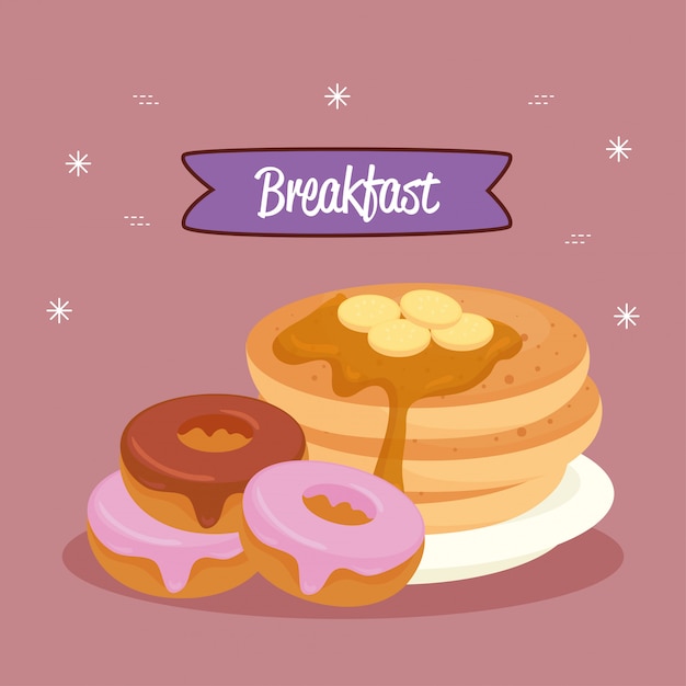 Breakfast poster, pancakes with donuts