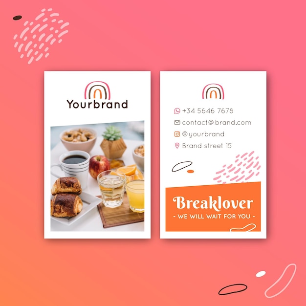 Vector breakfast restaurant double-sided business card