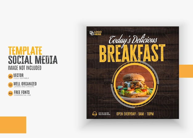 Breakfast restaurant food menu template